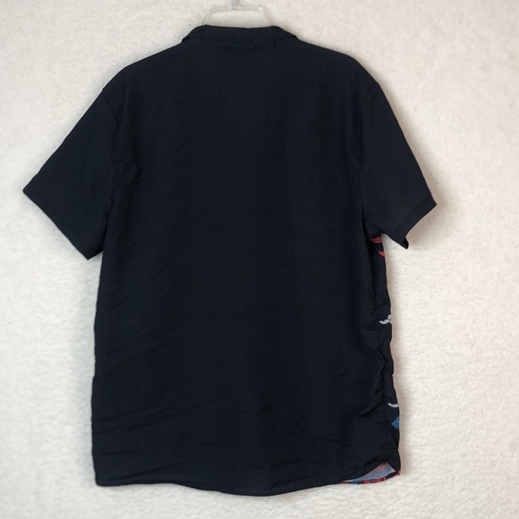 Boohoo Man Mens Black Dragon Short Sleeve Button Down Shirt SIZE LARGE - Picture 8 of 8